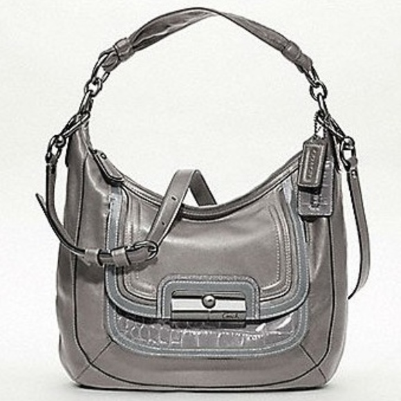 Coach Kristin Spectator Leather Grey Hobo Handbag - Picture 1 of 11